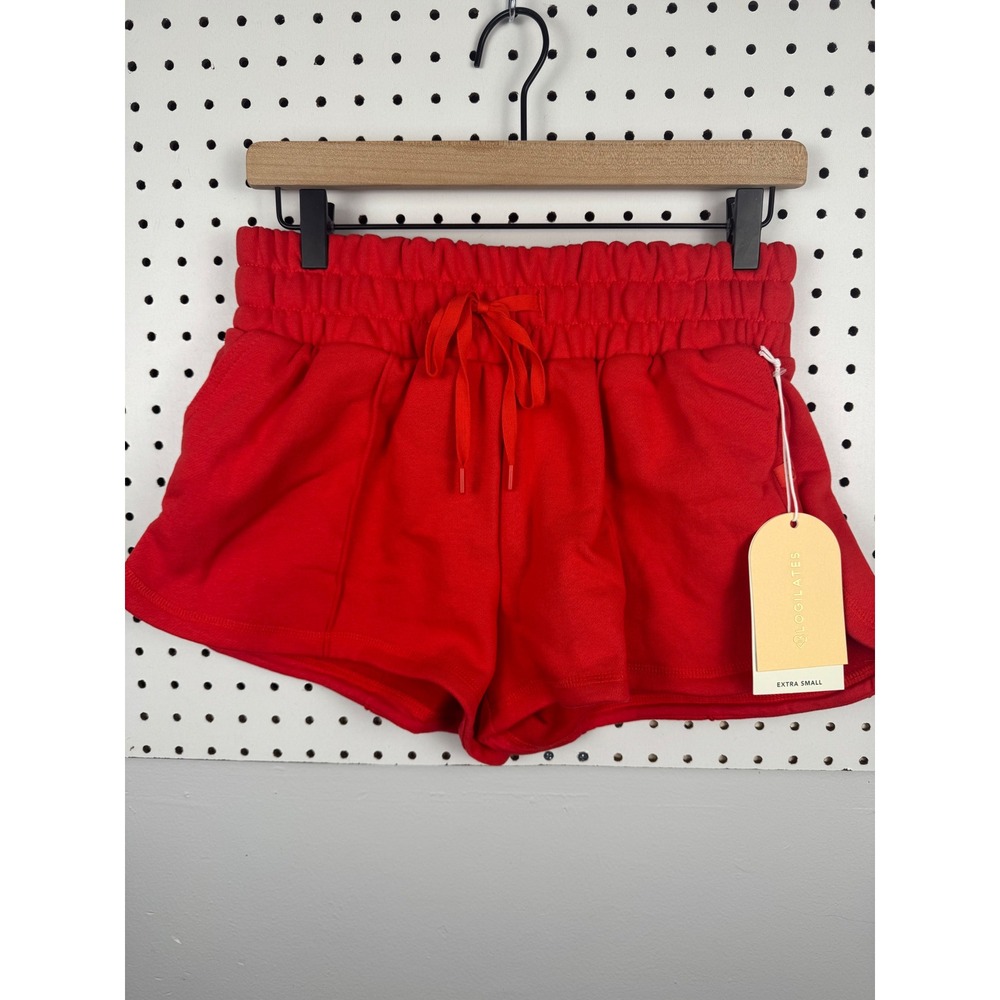 Blogilates‎ Marshmallow Dolphin Shorts Red XS Smocked Waist Athletic Loungewear